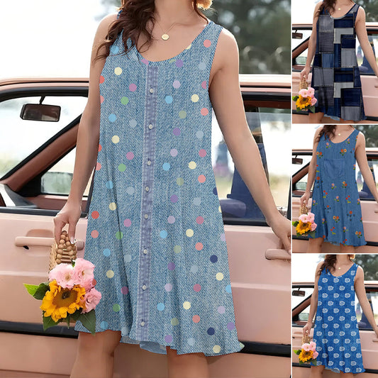 Rochie Vintage Denim fără mâneci