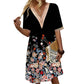 V-Neck vrac rochie până la genunchi