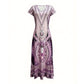 Women's Floral Printed V-Neck Short Sleeve Dress