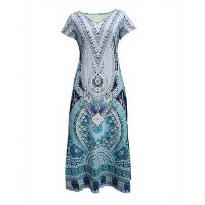 Women's Floral Printed V-Neck Short Sleeve Dress