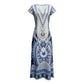 Women's Floral Printed V-Neck Short Sleeve Dress