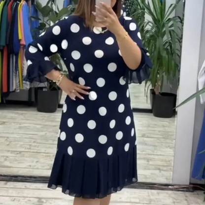 Rochie plisată cu imprimeu patchwork și buline pentru femei