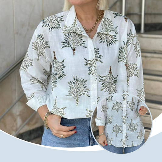 Cămașă casual pentru femei cu imprimeu botanic
