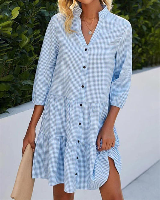 Robe chemise décontractée à col montant pour femme