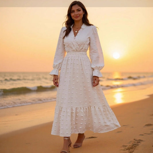 Rochie elegantă cu mâneci lungi și croi în A