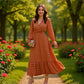 Rochie elegantă cu mâneci lungi și croi în A