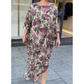 Rochie fluidă cu imprimeu floral și guler rotund
