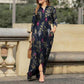 Rochii casual de vacanță pentru femei cu guler tip rever, mâneci lungi și imprimeu floral