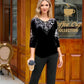 💞Set top și pantaloni din catifea cu strasuri pentru femei