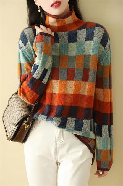 Pulover tricotat multicolor la modă