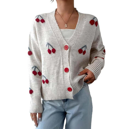 Cardigan casual pentru femei Sweet Cherry